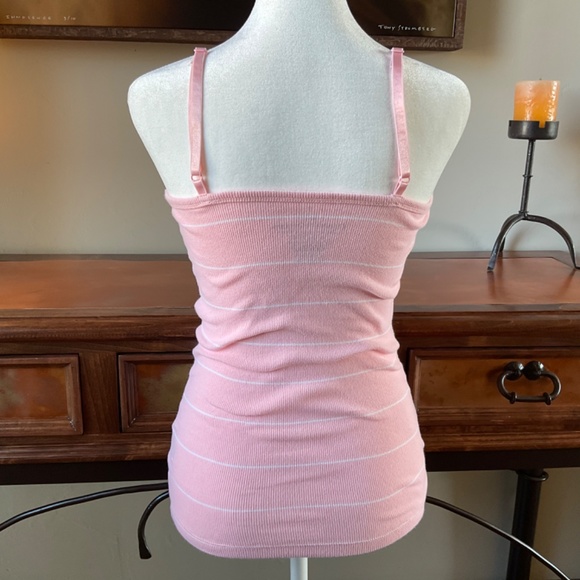 Faded Glory Lace, Striped Camisole. Pink with White Stripes. Size S (4-6) - Picture 4 of 7
